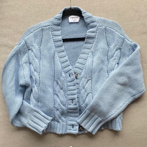 Revolve Lu Callahan Cardigan and Sweater Set in Baby Blue Size Small - Picture 3 of 9
